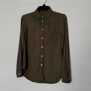 WOMEN'S AMERICAN EAGLE Long Sleeve Soft Button Shirt / Blouse; Olive; Size Small
